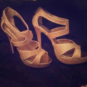 Gold sparkly heels