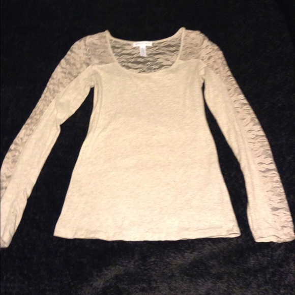 Tan long sleeve lace shirt