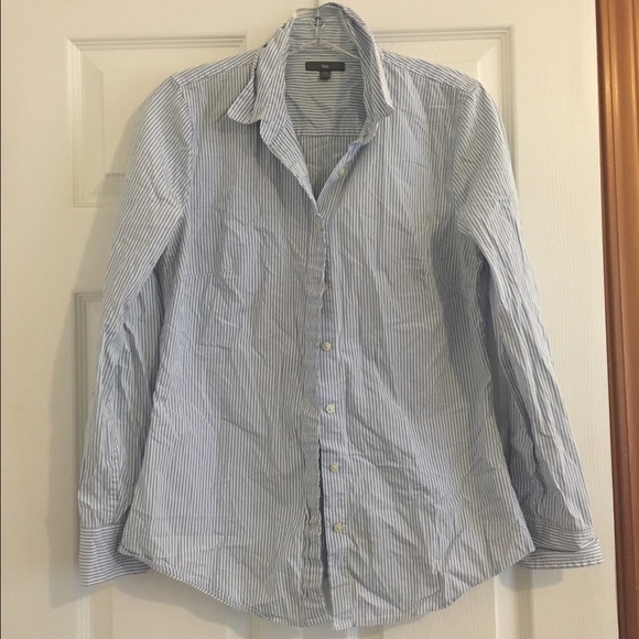 GAP classic button up top vertical blue stripes