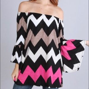 Chevron off the shoulder top Chevron off the shoulder top