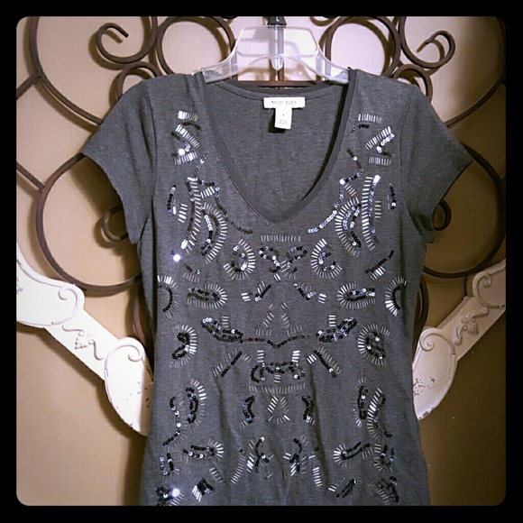 Beautiful White House Black Market sequin tee