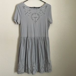 ASOS Gray T-Shirt Dress with Lace Accents