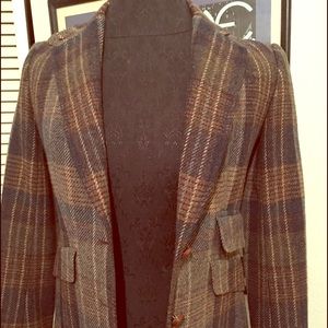 Vintage wool blazer with suede elbow patches