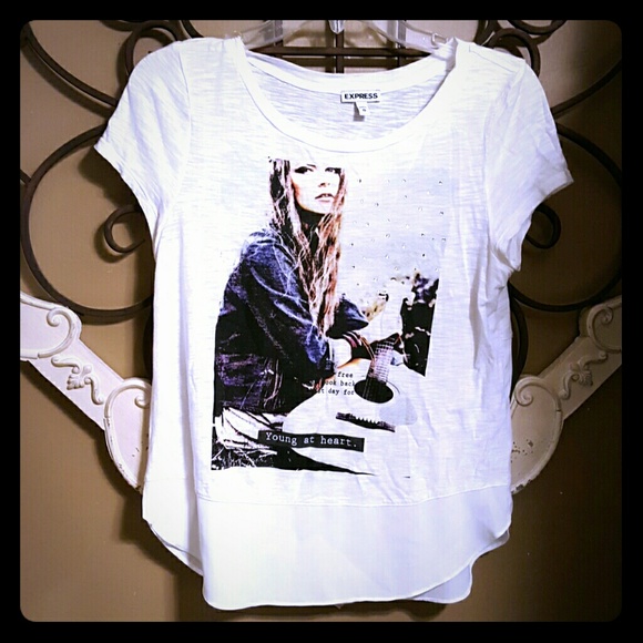 Express rhinestone blouse hem tee
