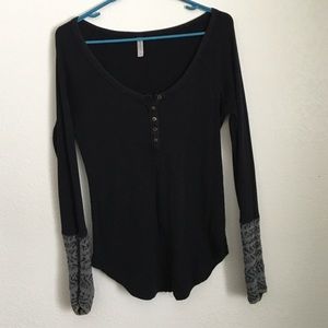 Free People Thermal with Sweater-Sleeve Accent
