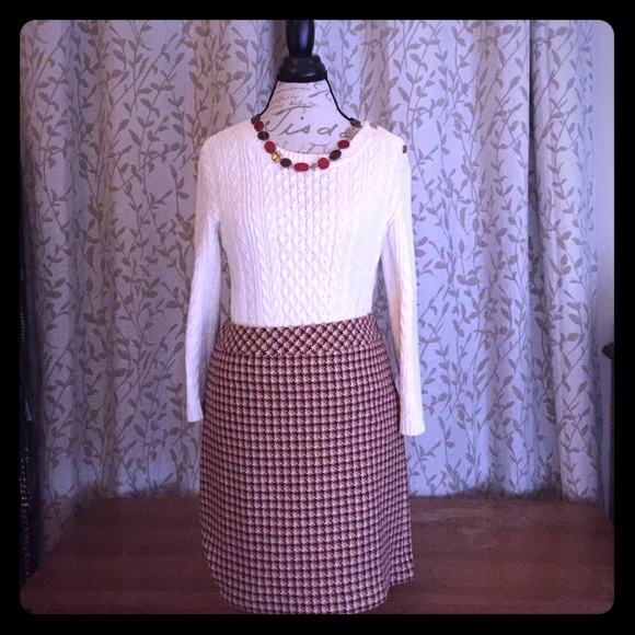 And Taylor loft houndstooth check wool skirt