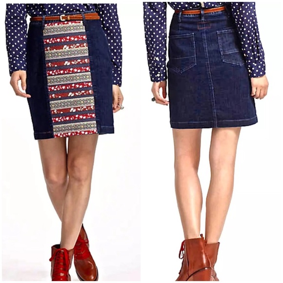 Anthropologie Dresses & Skirts - Anthropologie Holding Horses Ribbonrow Denim Skirt