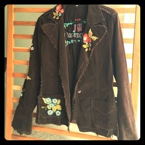 Blazer - Corduroy with retro floral embroidery