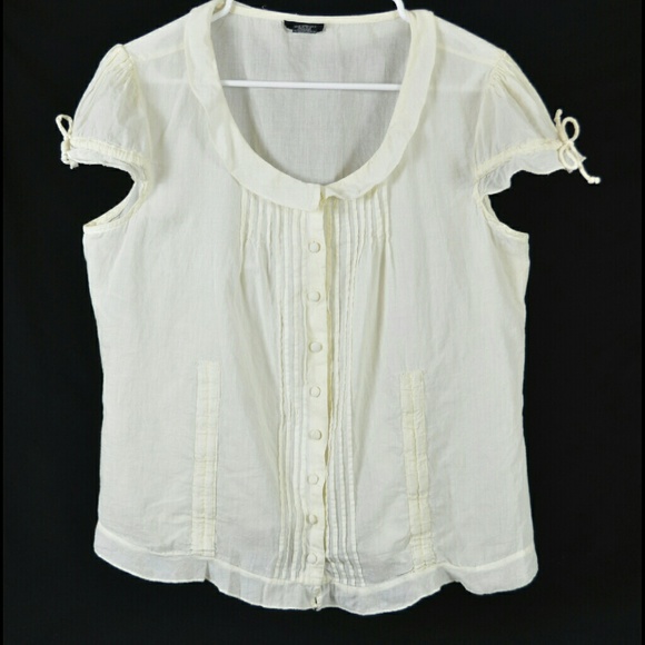 Button up peasant blouse cream Xl cotton