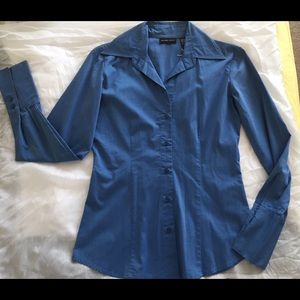 Blue Long Sleeved Collared Button Down Shirt