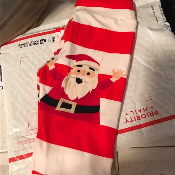 Kids s/m lularoe leggings new santa red Christmas
