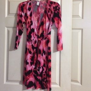 Cached pink and Black multi color wrap dress