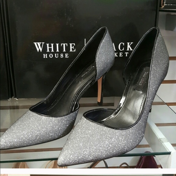 White House Black Market Shoes - Grey Glitter Cut Out Stiletto