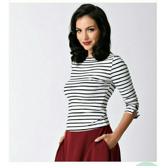 NWT Black & White Striped Tee