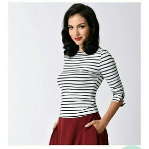 NWT Black & White Striped Tee