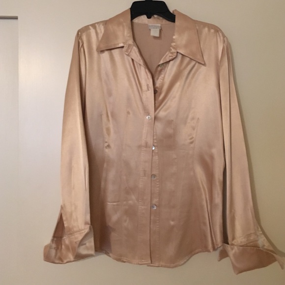 Moda Int'l Ivory satin VINTAGE ladies blouse