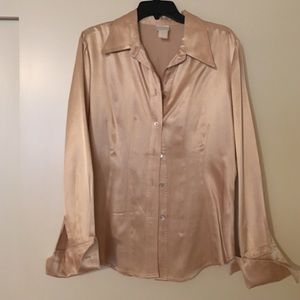 Moda Int'l Ivory satin VINTAGE ladies blouse