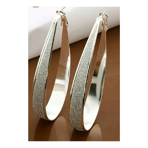 Jewelry - BIG beautiful Silver Sparkle Hoops