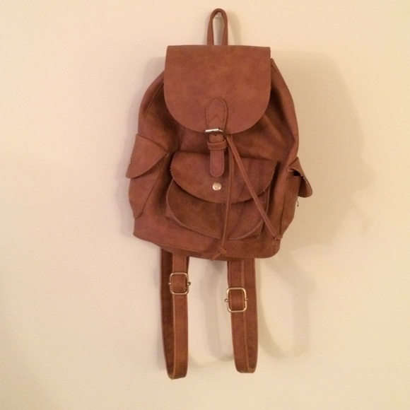 Tan (faux) Leather Backpack