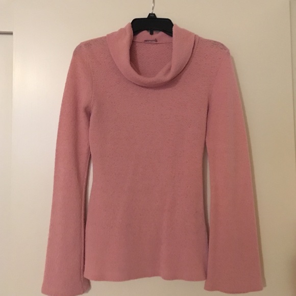 Pink cowl neck tunic length sweater size small