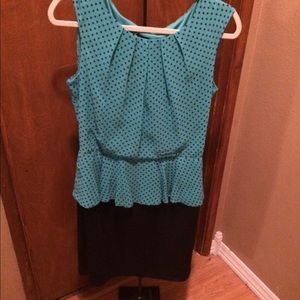 Light teal with polka dot poplin dress.