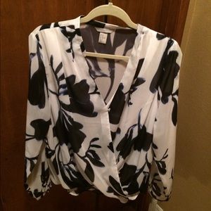 Black and blue floral blouse