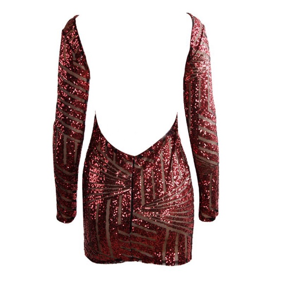 NWOT - Sequin Red Burgundy Dress - Picture 2 of 2