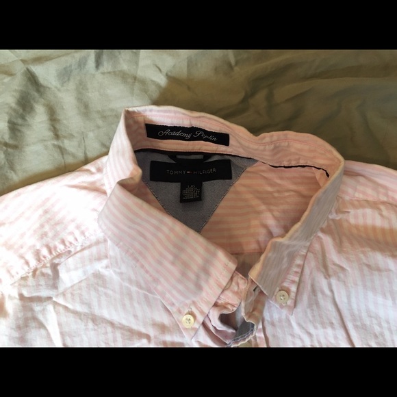 Tommy Hilfiger men's large striped pink shirt - Picture 2 of 3