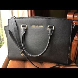 Michael Kors Selma Black Tote with Gold Hardware