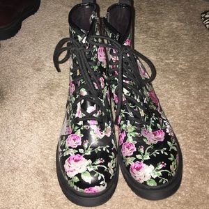 Floral combat boots