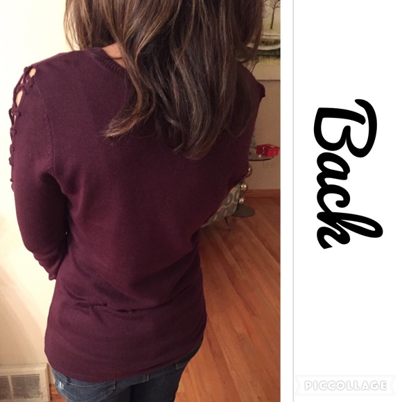 HP!🎉🎉Wine Color Sweater w/Upper Lace - Picture 2 of 4