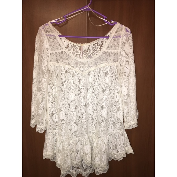 White lace free people tunic blouse