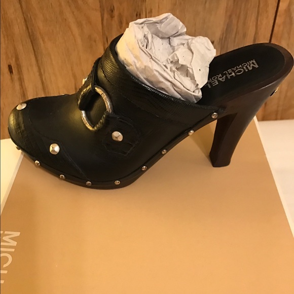 Michael Kors black leather slides