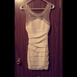White iridescent studded dress