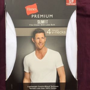 MENS: 4 white V-Neck t-shirts