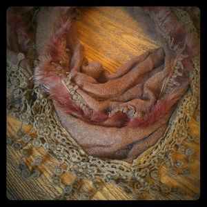 New Brown Layered Look Scarf