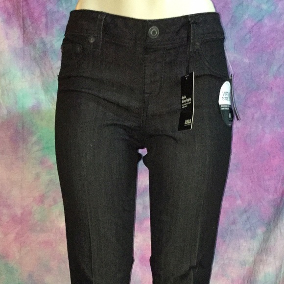 Black mid rise to high waist skinny jeans jeggings - Picture 2 of 4