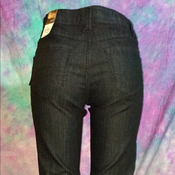 Black mid rise to high waist skinny jeans jeggings - Picture 3 of 4