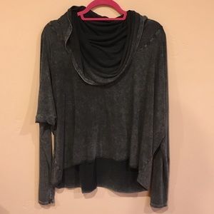 Cowl neck bat wing top