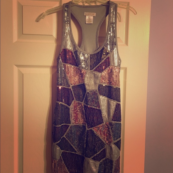 Silver sequin La Rok mini dress - Picture 1 of 4