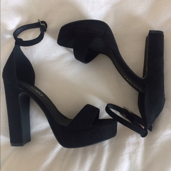 Platform faux suede chunky heels