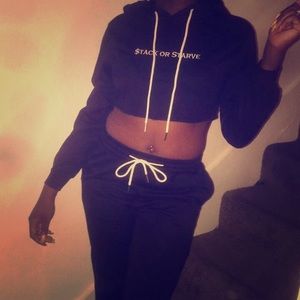$tack or Starve ™ crop hoodie and jogger set..