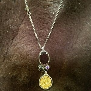 Silpada It's Electric Necklace Druzy Hematite .925