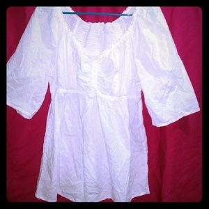 Eyelet embroidered peasant top