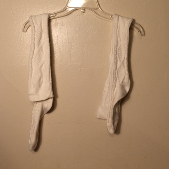 White thigh high winter socks