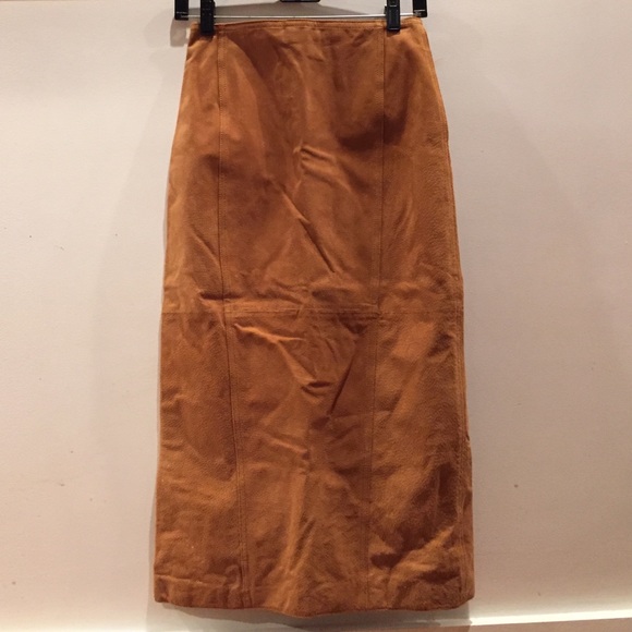 Vintage Leather Suede Pencil Skirt