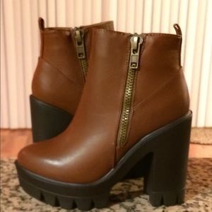 Chestnut/Brown Chunky Heel Booties