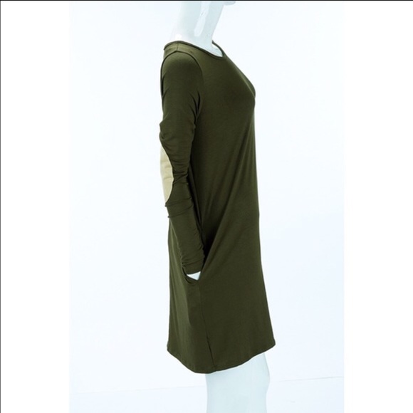 Suede Elbow Patch Tunic Dress w/ Pockets NEW! - Picture 2 of 4