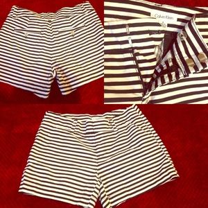 Calvin Klein Black & White Striped Shorts Sz2