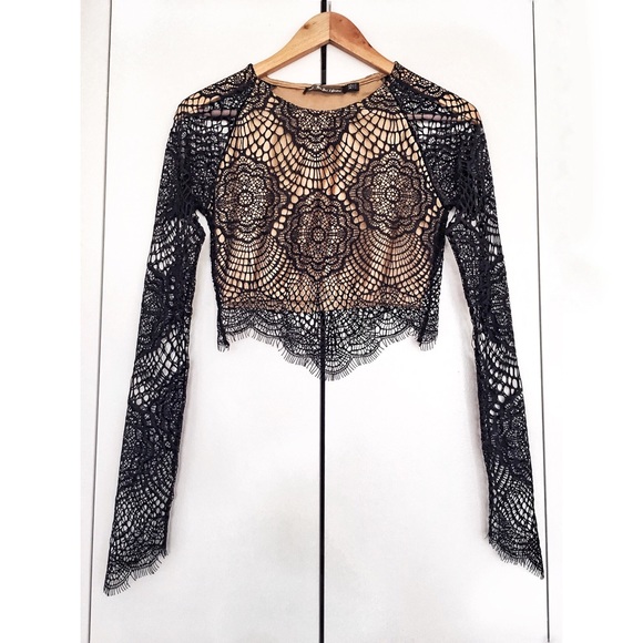 FOR LOVE & LEMONS GRACE LONG SLEEVE CROP TOP
